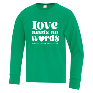 Algoma Autism Foundation 'Love Needs No Words' Everyday Cotton Long Sleeve Youth Tee