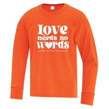 Load image into Gallery viewer, Algoma Autism Foundation &#39;Love Needs No Words&#39; Everyday Cotton Long Sleeve Youth Tee