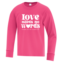 Load image into Gallery viewer, Algoma Autism Foundation &#39;Love Needs No Words&#39; Everyday Cotton Long Sleeve Youth Tee