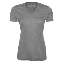 Load image into Gallery viewer, Algoma Family Services Team Pro Team Heather ProFormance Ladies V-Neck Tee