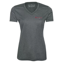 Load image into Gallery viewer, Algoma Family Services Team Pro Team Heather ProFormance Ladies V-Neck Tee
