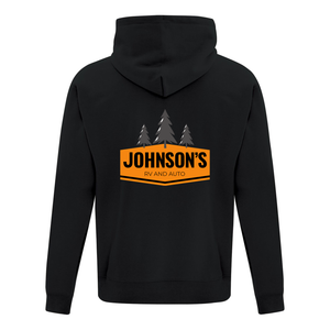 Johnson's RV and Auto Everyday Fleece Hooded Full Zip Sweatshirt (FLC Logo No Trees + Full Back Logo With Trees)