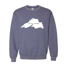Load image into Gallery viewer, Lake Superior Rocks Co. Fleece Crewneck Sweater WHITE LOGO