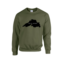Load image into Gallery viewer, Lake Superior Rocks Co. Fleece Crewneck Sweater BLACK LOGO