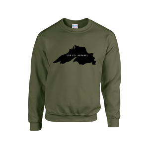 Lake Superior Rocks Co. Fleece Crewneck Sweater BLACK LOGO