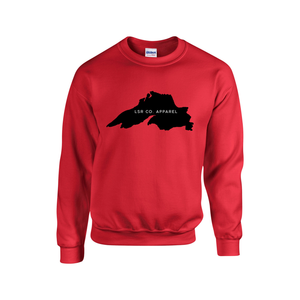 Lake Superior Rocks Co. Fleece Crewneck Sweater BLACK LOGO