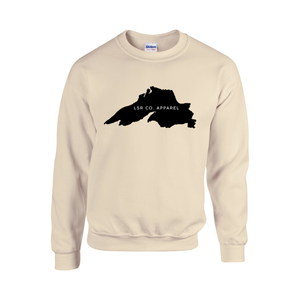 Lake Superior Rocks Co. Fleece Crewneck Sweater BLACK LOGO