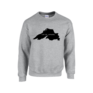 Lake Superior Rocks Co. Fleece Crewneck Sweater BLACK LOGO