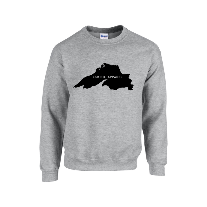 Lake Superior Rocks Co. Fleece Crewneck Sweater BLACK LOGO