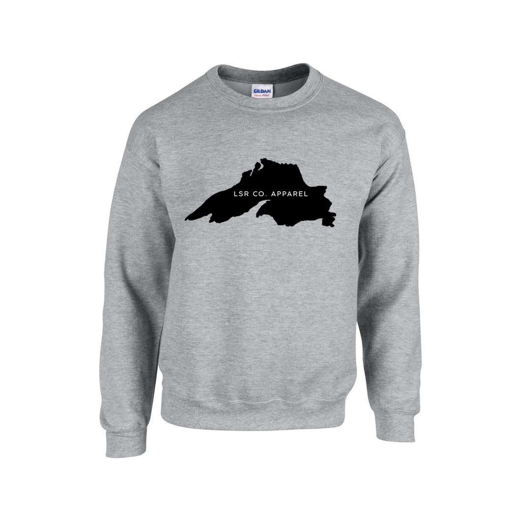 Lake Superior Rocks Co. Fleece Crewneck Sweater BLACK LOGO