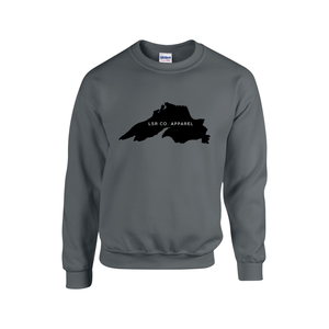 Lake Superior Rocks Co. Fleece Crewneck Sweater BLACK LOGO