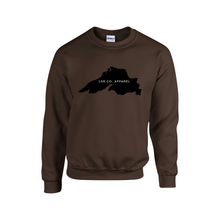 Load image into Gallery viewer, Lake Superior Rocks Co. Fleece Crewneck Sweater BLACK LOGO