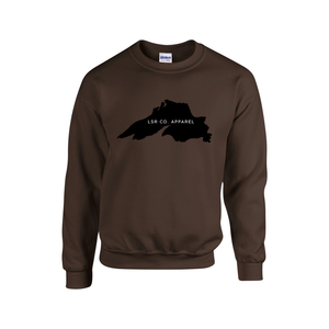 Lake Superior Rocks Co. Fleece Crewneck Sweater BLACK LOGO