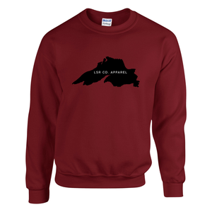 Lake Superior Rocks Co. Fleece Crewneck Sweater BLACK LOGO