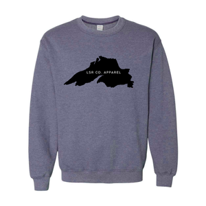 Lake Superior Rocks Co. Fleece Crewneck Sweater BLACK LOGO