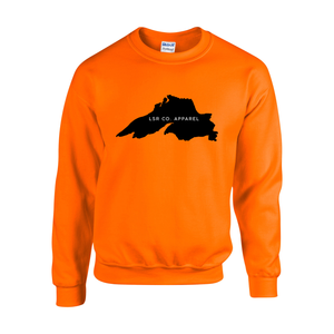 Lake Superior Rocks Co. Fleece Crewneck Sweater BLACK LOGO