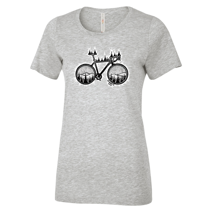 Road Bike Eurospun Ring Spun Ladies Tee - Naturally Illustrated