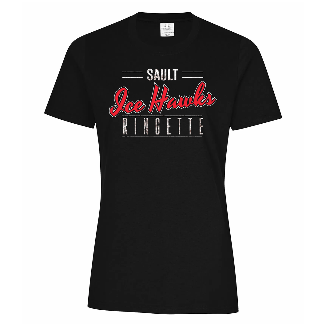 Sault Ringette Club Ice Hawks Everyday Ring Spun Cotton Ladies Tee