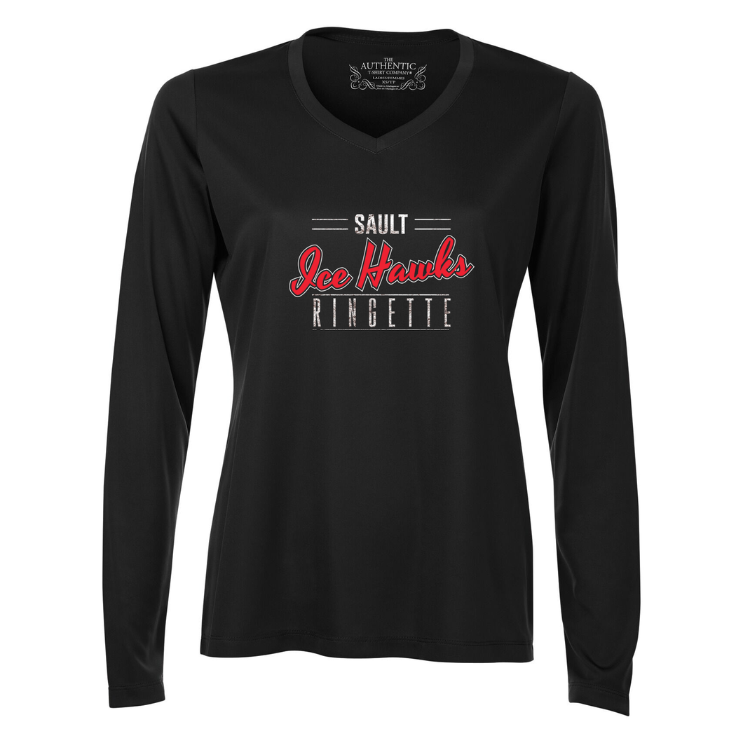 Sault Ringette Pro Team Ladies V-Neck Long Sleeve Tee