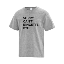 Load image into Gallery viewer, Sault Ringette Club &#39;Sorry. Can&#39;t. Ringette. Bye.&#39; Everyday Cotton Youth Tee