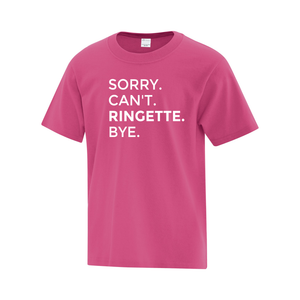 Sault Ringette Club 'Sorry. Can't. Ringette. Bye.' Everyday Cotton Youth Tee