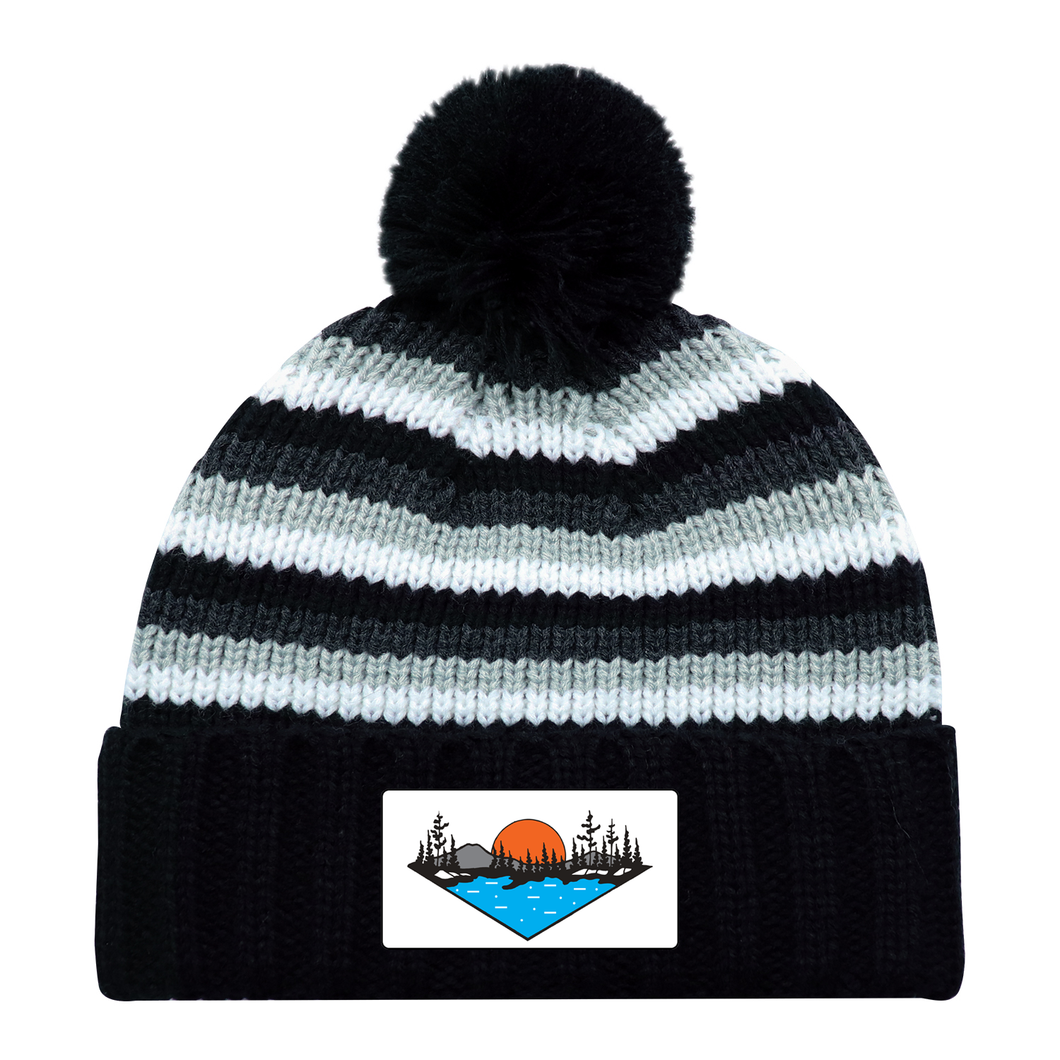 Naturally Illustrated Sunset Patch Acrylic Cuff Pom Toque