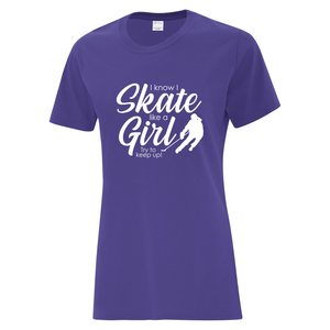 Ringette Club 'Try To Keep Up' Everyday Cotton Ladies Tee