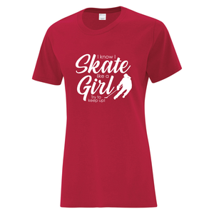 Ringette Club 'Try To Keep Up' Everyday Cotton Ladies Tee