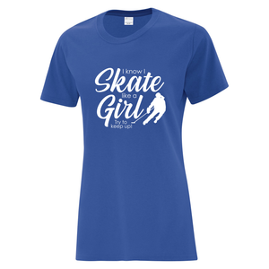 Ringette Club 'Try To Keep Up' Everyday Cotton Ladies Tee