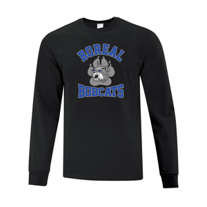 Boreal Bobcats Logo Spirit Wear Adult Long Sleeve Tee