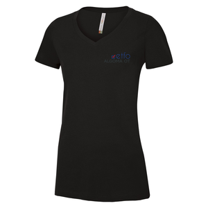 ETFO Algoma OT Ring Spun Cotton V-Neck Ladies Tee (FLC Coloured Logo)
