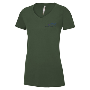 ETFO Algoma OT Ring Spun Cotton V-Neck Ladies Tee (FLC Coloured Logo)