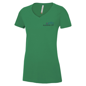 ETFO Algoma OT Ring Spun Cotton V-Neck Ladies Tee (FLC Coloured Logo)