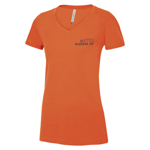 ETFO Algoma OT Ring Spun Cotton V-Neck Ladies Tee (FLC Coloured Logo)