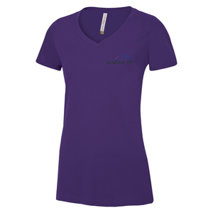 ETFO Algoma OT Ring Spun Cotton V-Neck Ladies Tee (FLC Coloured Logo)