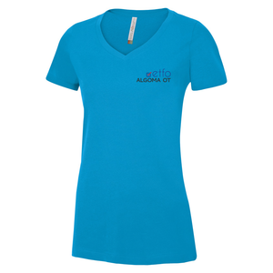 ETFO Algoma OT Ring Spun Cotton V-Neck Ladies Tee (FLC Coloured Logo)
