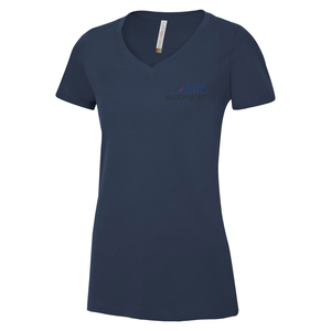 ETFO Algoma OT Ring Spun Cotton V-Neck Ladies Tee (FLC Coloured Logo)