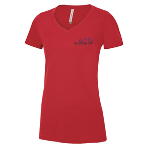 ETFO Algoma OT Ring Spun Cotton V-Neck Ladies Tee (FLC Coloured Logo)