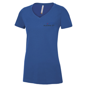 ETFO Algoma OT Ring Spun Cotton V-Neck Ladies Tee (FLC Coloured Logo)