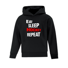 Load image into Gallery viewer, Eat, Sleep, Hockey, Repeat Everyday Fleece Youth Hoodie