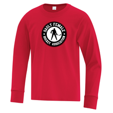 Load image into Gallery viewer, Sault Female Hockey Association Everyday Cotton Youth Long Sleeve Tee