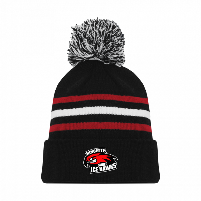 Sault Ringette Club Striped Pom Pom Toque